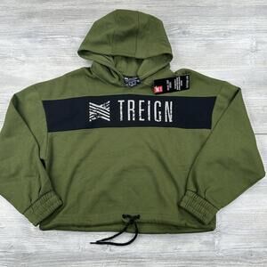 Treign Hoodie Womens Medium Olive Green Black Cropped Crossfit Train Run
